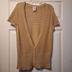 Old Navy Tan Cardigan Short Sleeve V-Neck